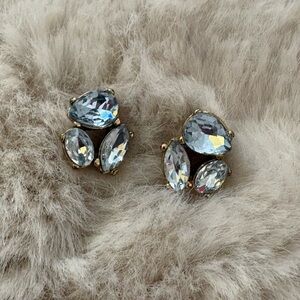 J. Crew Clear Crystal Cluster Stud Earrings in Gold